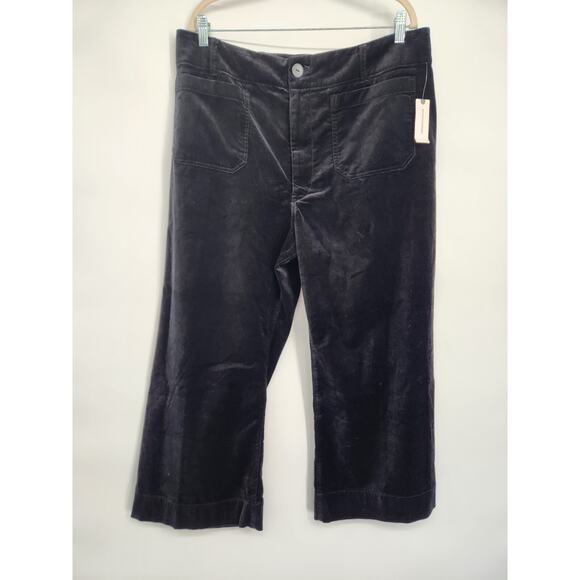 NWT Anthropologie The Colette Cropped Wide-Leg Velvet Pants Sz 38 Carbon #7A506 - Picture 2 of 11